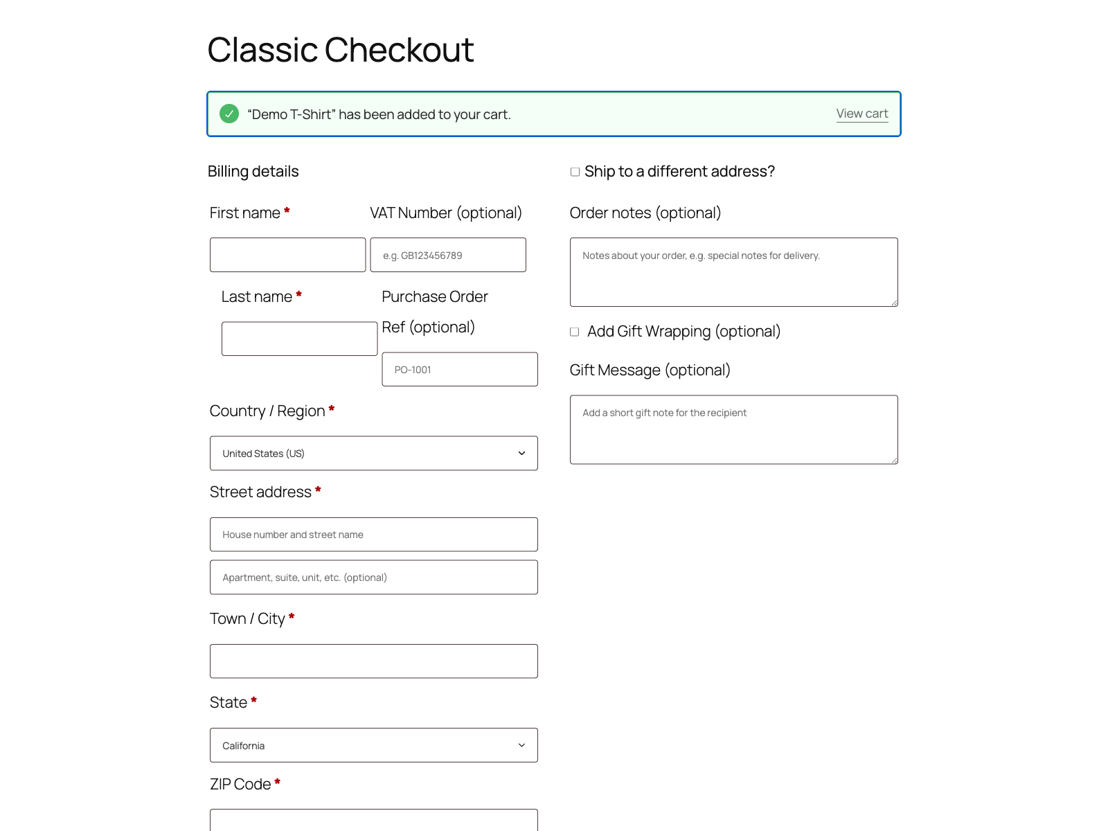 Custom fields rendered on the WooCommerce checkout
